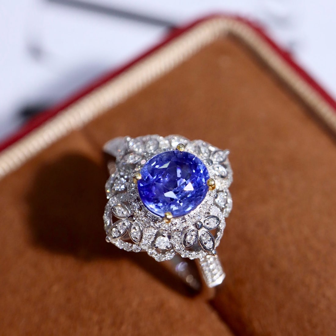 14k Gold 2.39 Ctw Natural Sapphire & Diamond Ring - 4