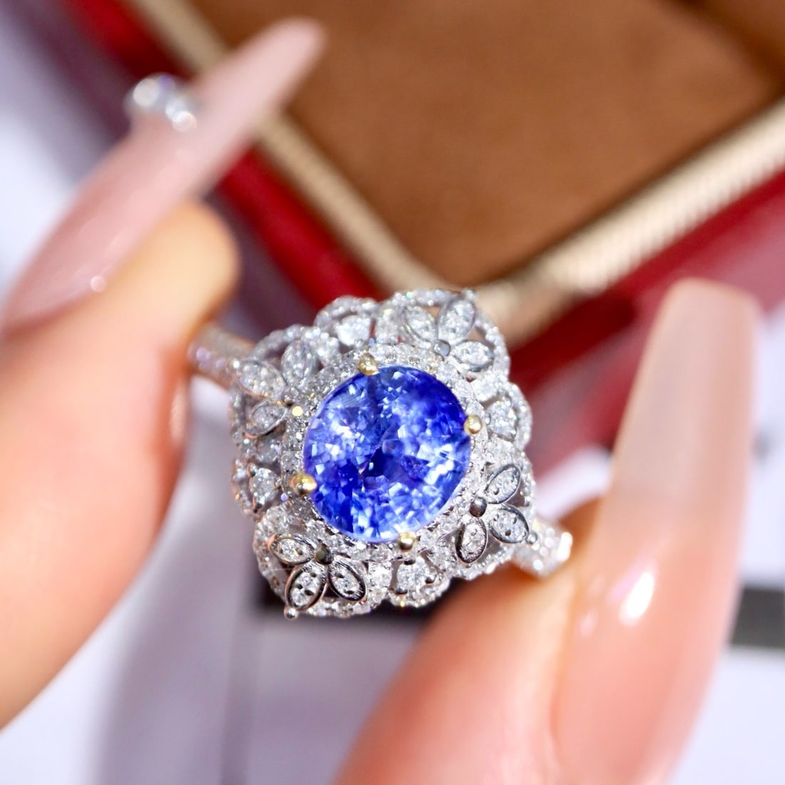 14k Gold 2.39 Ctw Natural Sapphire & Diamond Ring - 6