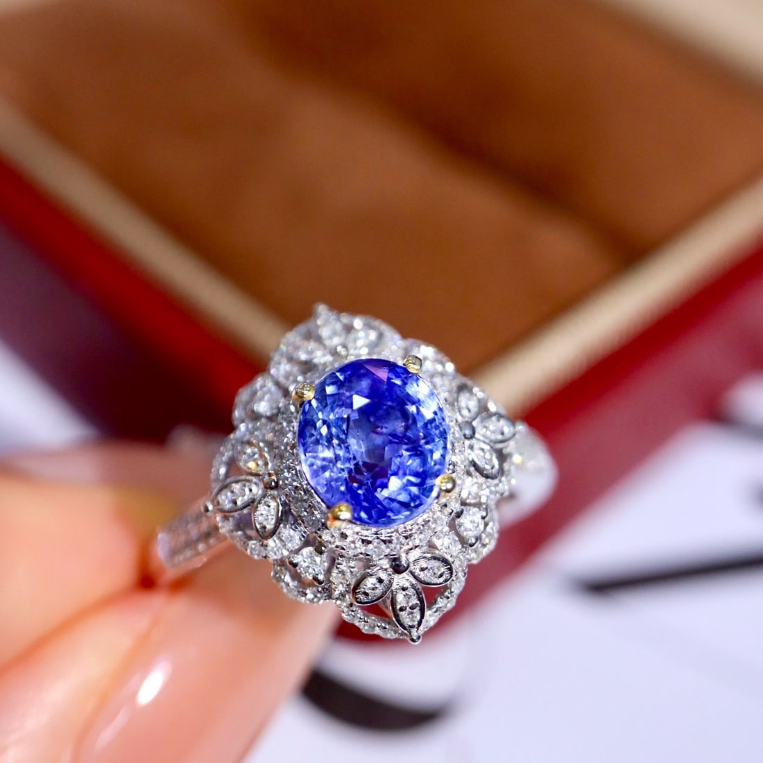 14k Gold 2.39 Ctw Natural Sapphire & Diamond Ring - 8