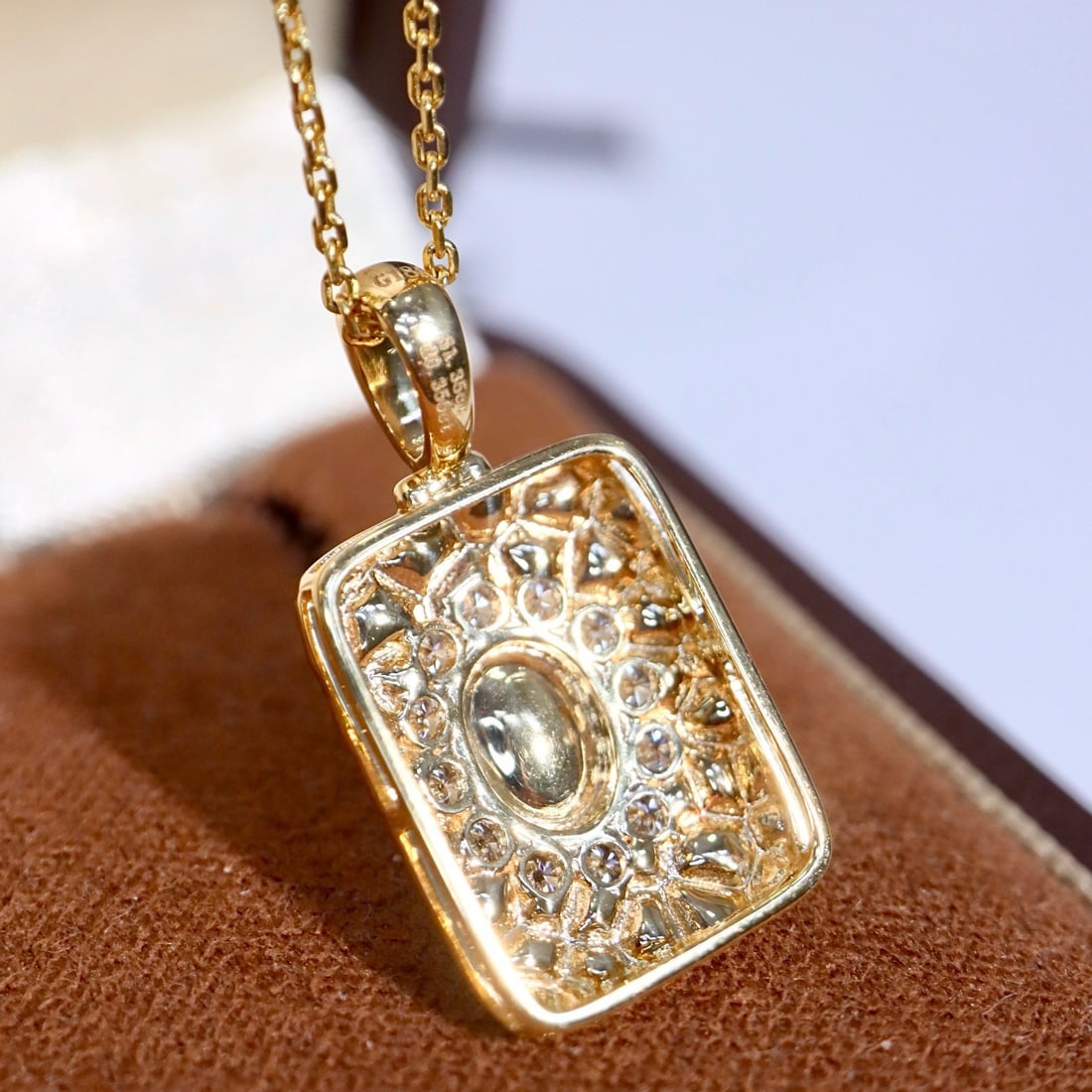 14k Gold 1.70 Ctw Natural Sapphire & Diamond Pendant( Without Chain ) - 2