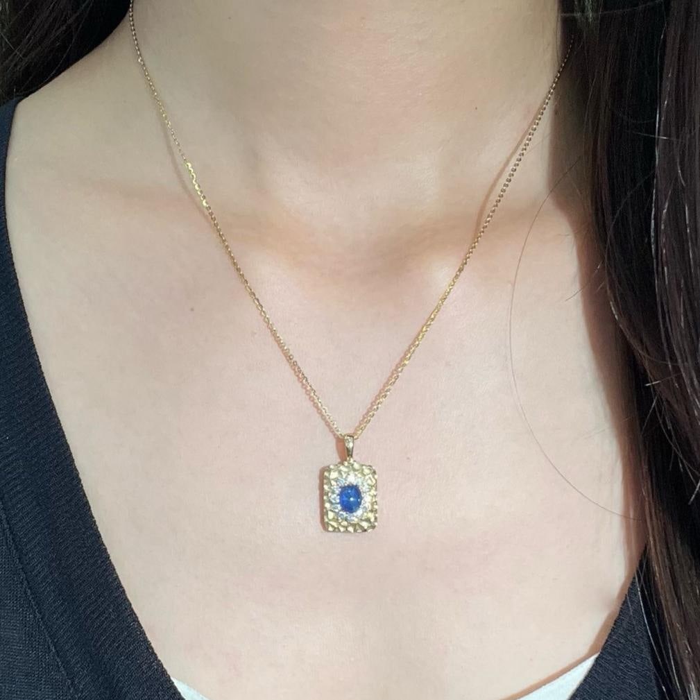 14k Gold 1.70 Ctw Natural Sapphire & Diamond Pendant( Without Chain ) - 3