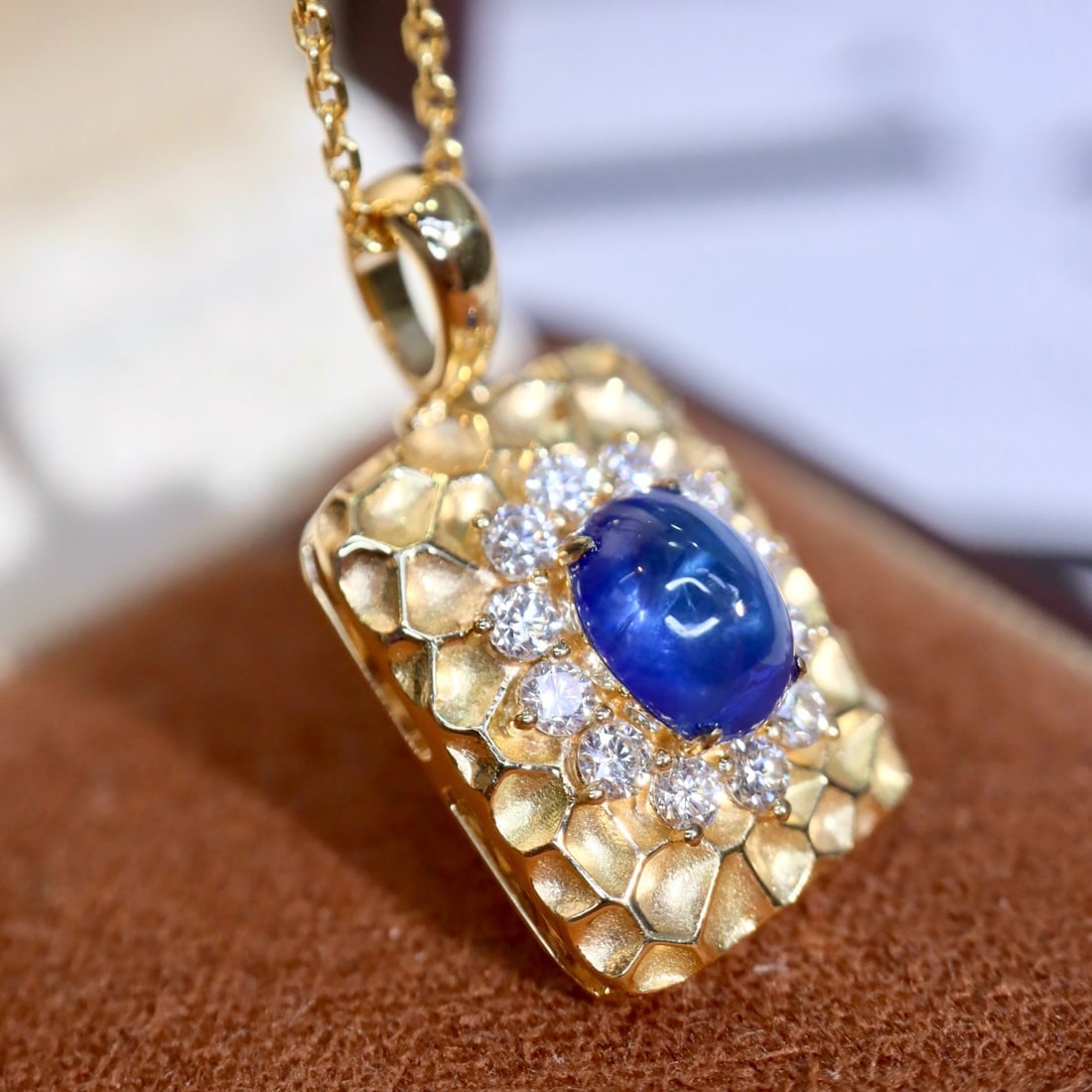 14k Gold 1.70 Ctw Natural Sapphire & Diamond Pendant( Without Chain ) - 5