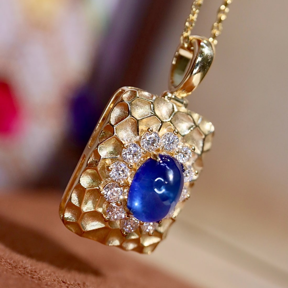14k Gold 1.70 Ctw Natural Sapphire & Diamond Pendant( Without Chain ) - 8