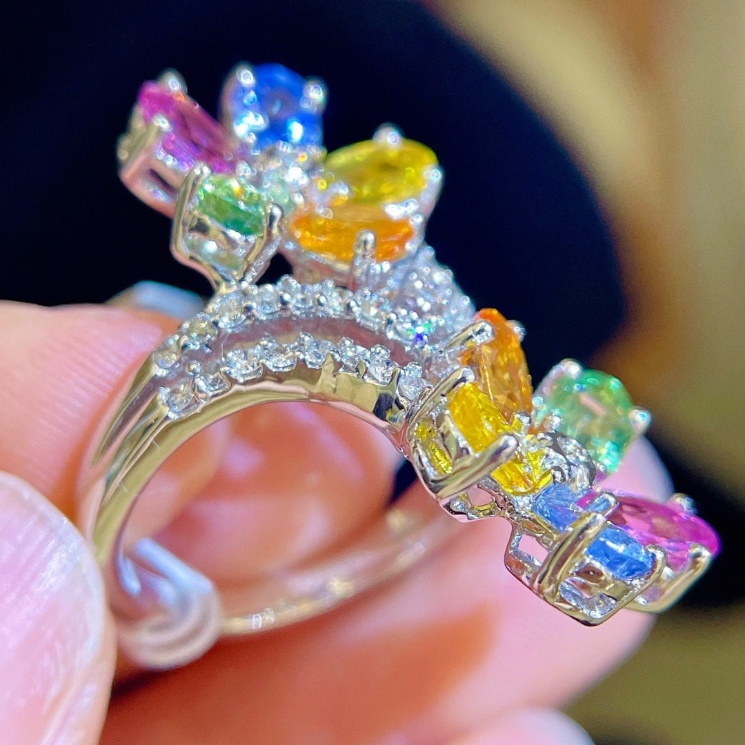 14k Gold 6.34 Ctw Natural Sapphire & Diamond Ring - 3
