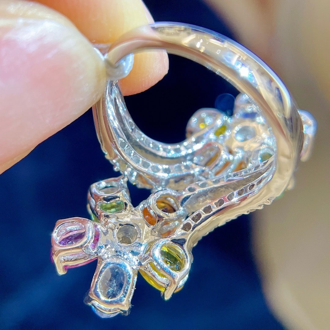 14k Gold 6.34 Ctw Natural Sapphire & Diamond Ring - 5