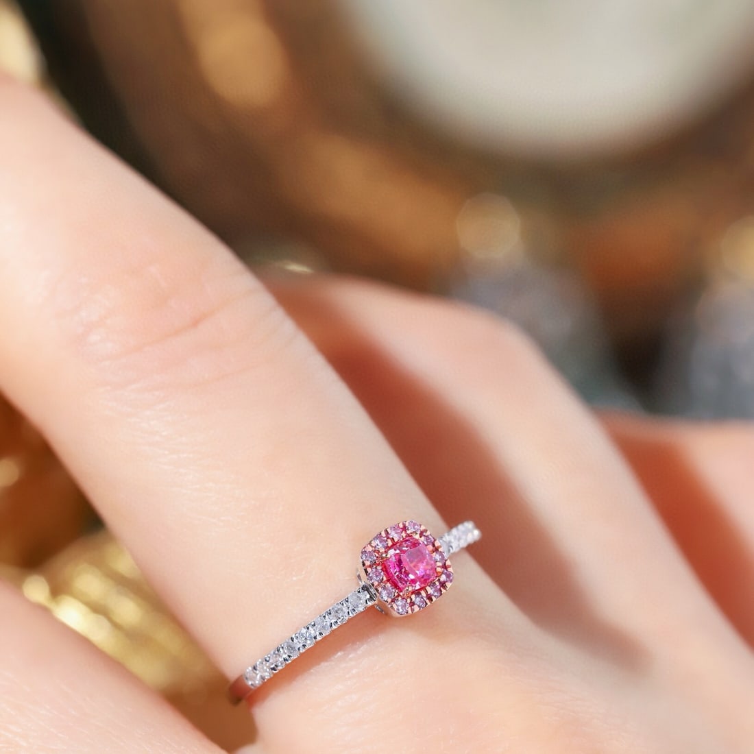 14k Gold 0.40 Ctw Natural Pink Diamond & Diamond Ring - 6