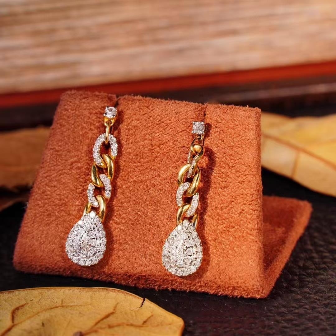 14k Gold 0.76 Ct Natural H Diamond Earrings: Ref:231182274 // gold content:14k gold // main gemstone:diamond // shape:round // carat weight:0. 76ct // clarity grade:vs-si // color:h // treatment:natural // cut grade:g // Condition: New Low
