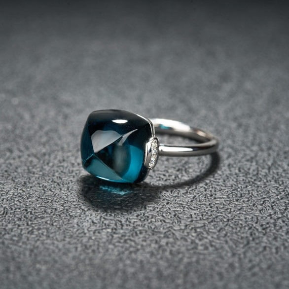 14k Gold 9.95 Ct Natural Topaz & Diamond Ring - 5