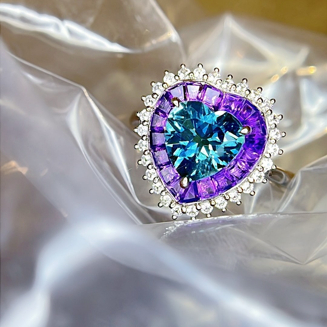 14k Gold 1.71 Ctw Natural Aquamarine & Sapphire Ring - 6
