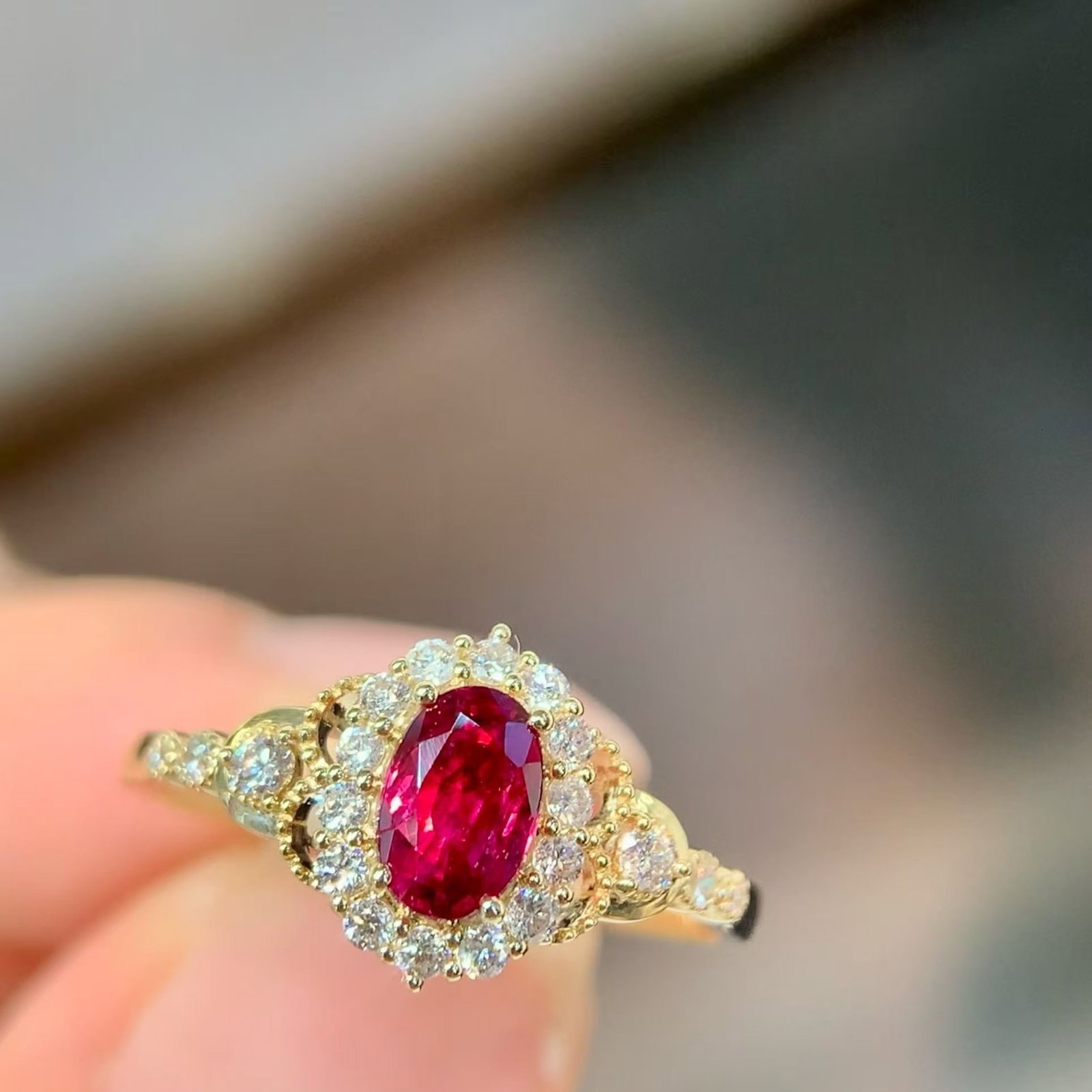 14k Gold 0.97 Ctw Natural Ruby & Diamond Ring - 2