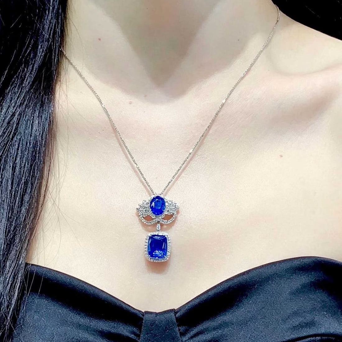 14k Gold 5.01 Ct Natural Sapphire & Diamond Pendant( Without Chain ) - 4
