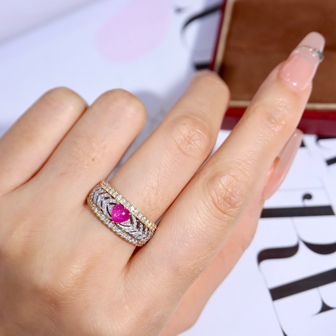 14k Gold 1.09 Ctw Natural Ruby & Diamond Ring - 8
