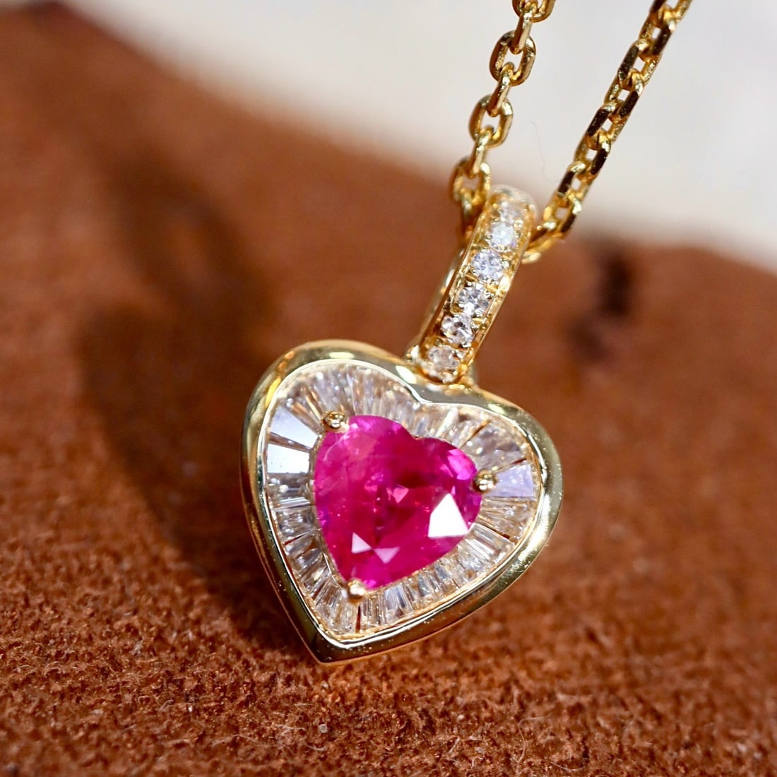 14k Gold 0.46 Ctw Natural Ruby & Diamond Pendant( Without Chain ) - 3