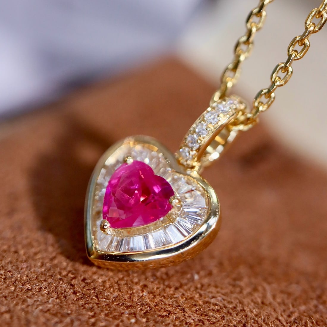 14k Gold 0.46 Ctw Natural Ruby & Diamond Pendant( Without Chain ) - 5
