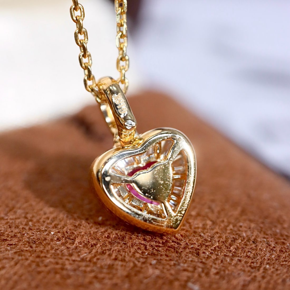 14k Gold 0.46 Ctw Natural Ruby & Diamond Pendant( Without Chain ) - 6