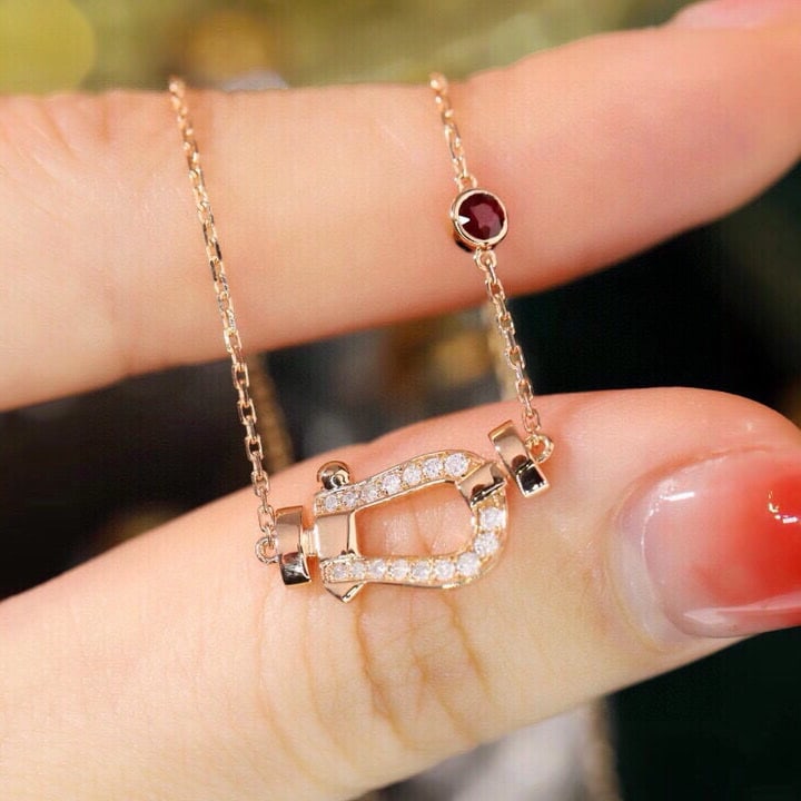 14k Gold 0.27 Ctw Natural Ruby & Diamond Necklace - 3