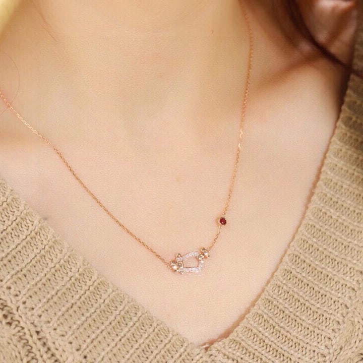 14k Gold 0.27 Ctw Natural Ruby & Diamond Necklace - 4