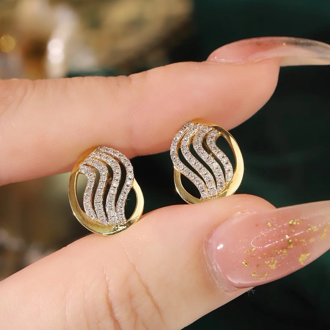 14k Gold 0.40 Ct Natural H Diamond Earrings - 4