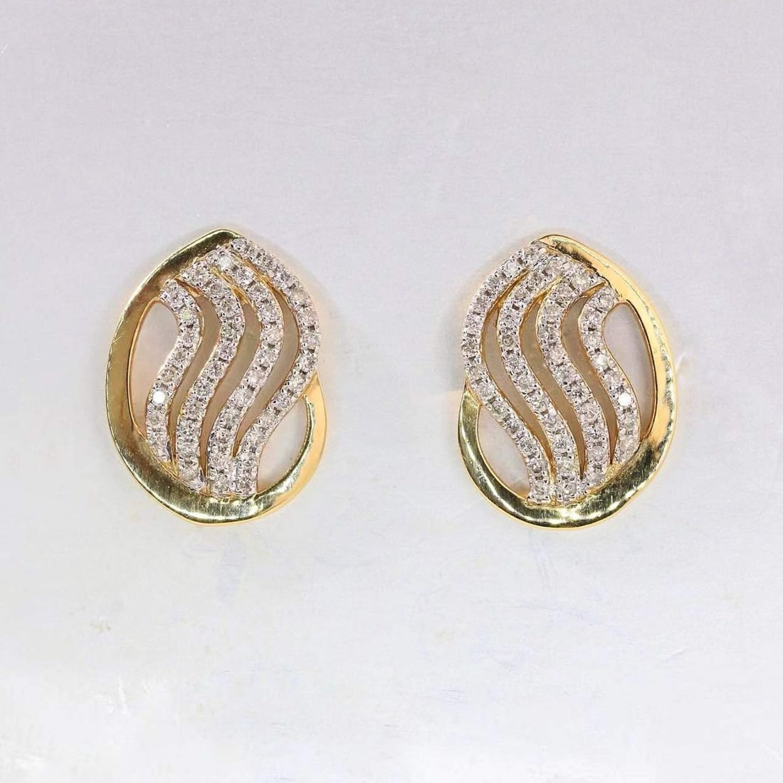 14k Gold 0.40 Ct Natural H Diamond Earrings - 7