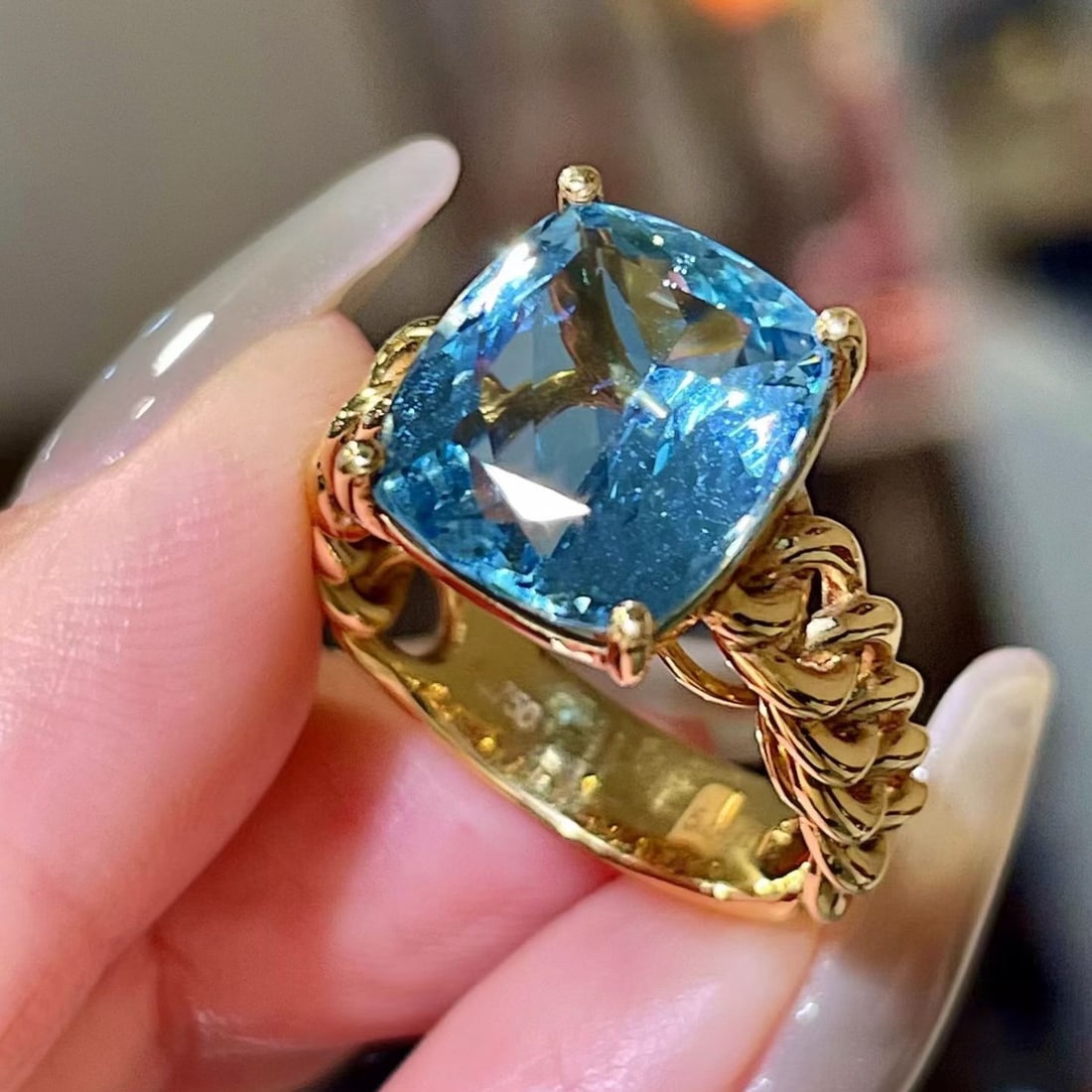 14k Gold 5.54 Ct Natural Aquamarine Ring - 3