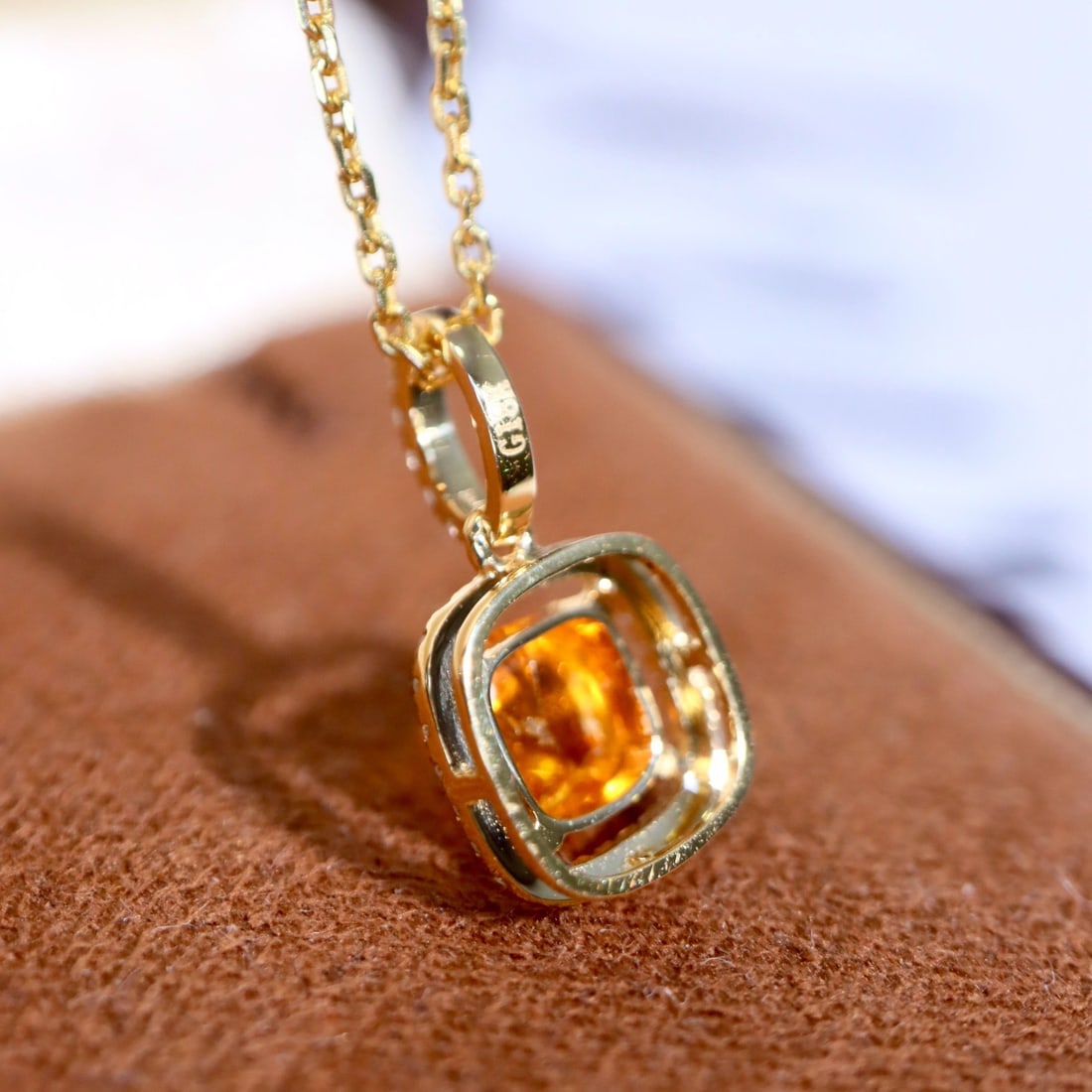 14k Gold 1.1 Ctw Natural Spessartine & Diamond Pendant( Without Chain ) - 5