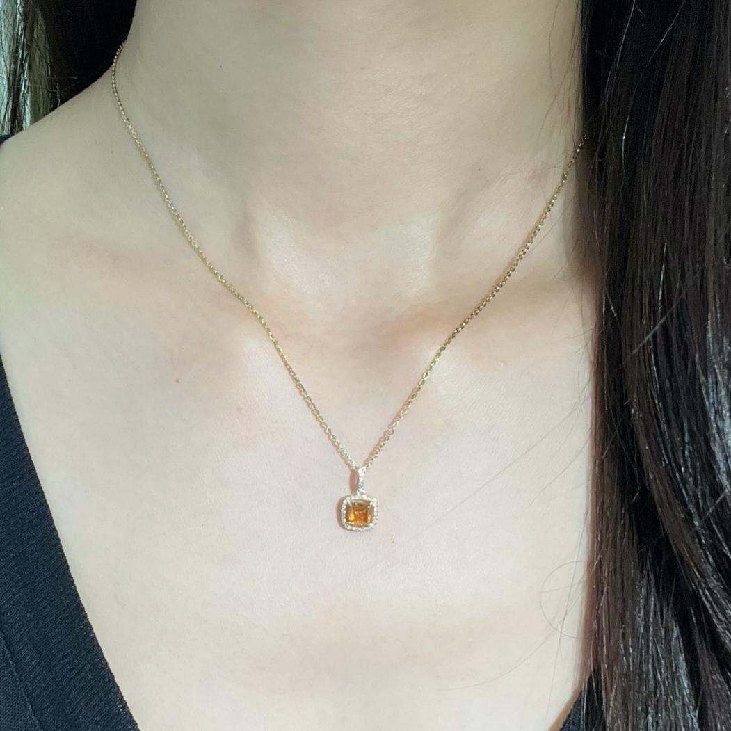 14k Gold 1.1 Ctw Natural Spessartine & Diamond Pendant( Without Chain ) - 6