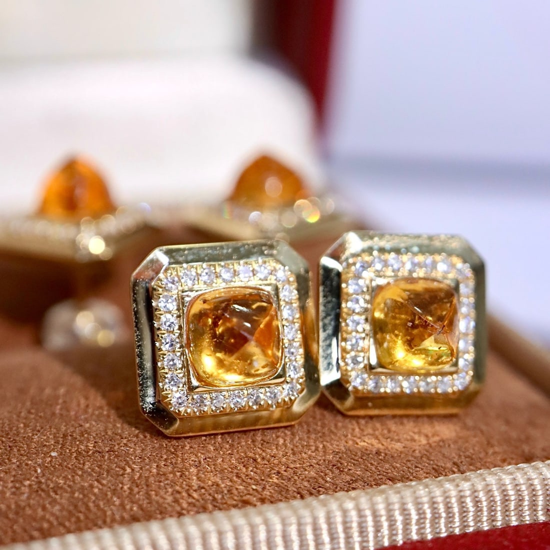 14k Gold 2.15 Ctw Natural Spessartine & Diamond Earrings - 2