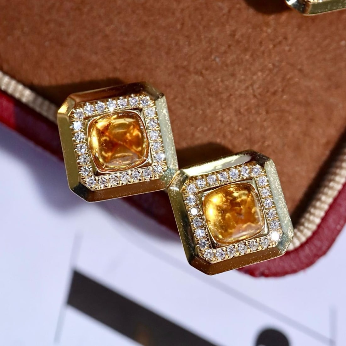 14k Gold 2.15 Ctw Natural Spessartine & Diamond Earrings - 5