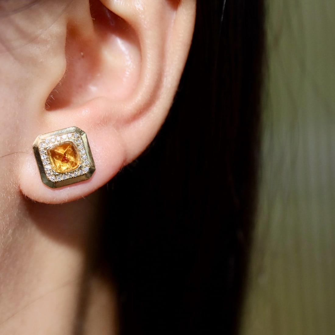 14k Gold 2.15 Ctw Natural Spessartine & Diamond Earrings - 6