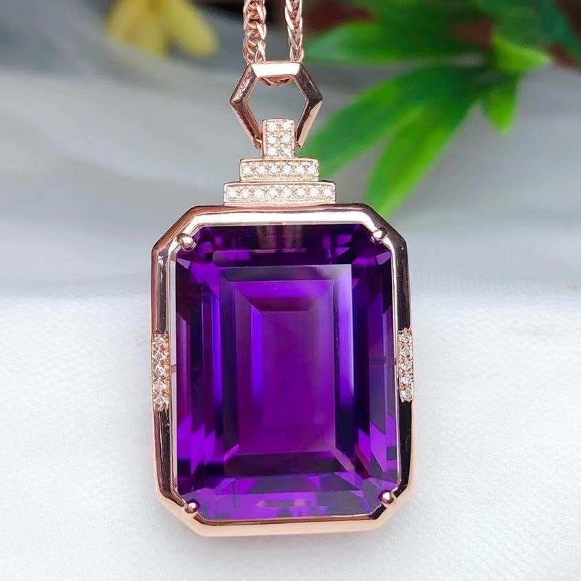 14k Gold 26.0 Ct Natural Amethyst & Diamond Pendant( Without Chain ): Ref:231182346 // gold content:14k gold // main gemstone:amethyst // shape:octagonal // carat weight:26. 0ct // color:purple // treatment:natural // // adjacent gemstone 2 : diamond // number of stones