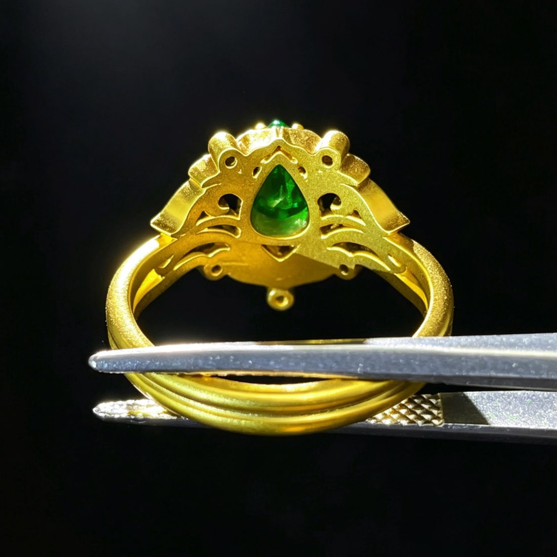 14k Gold 0.58 Ctw Vivid Green Natural Emerald & Diamond Ring - 5