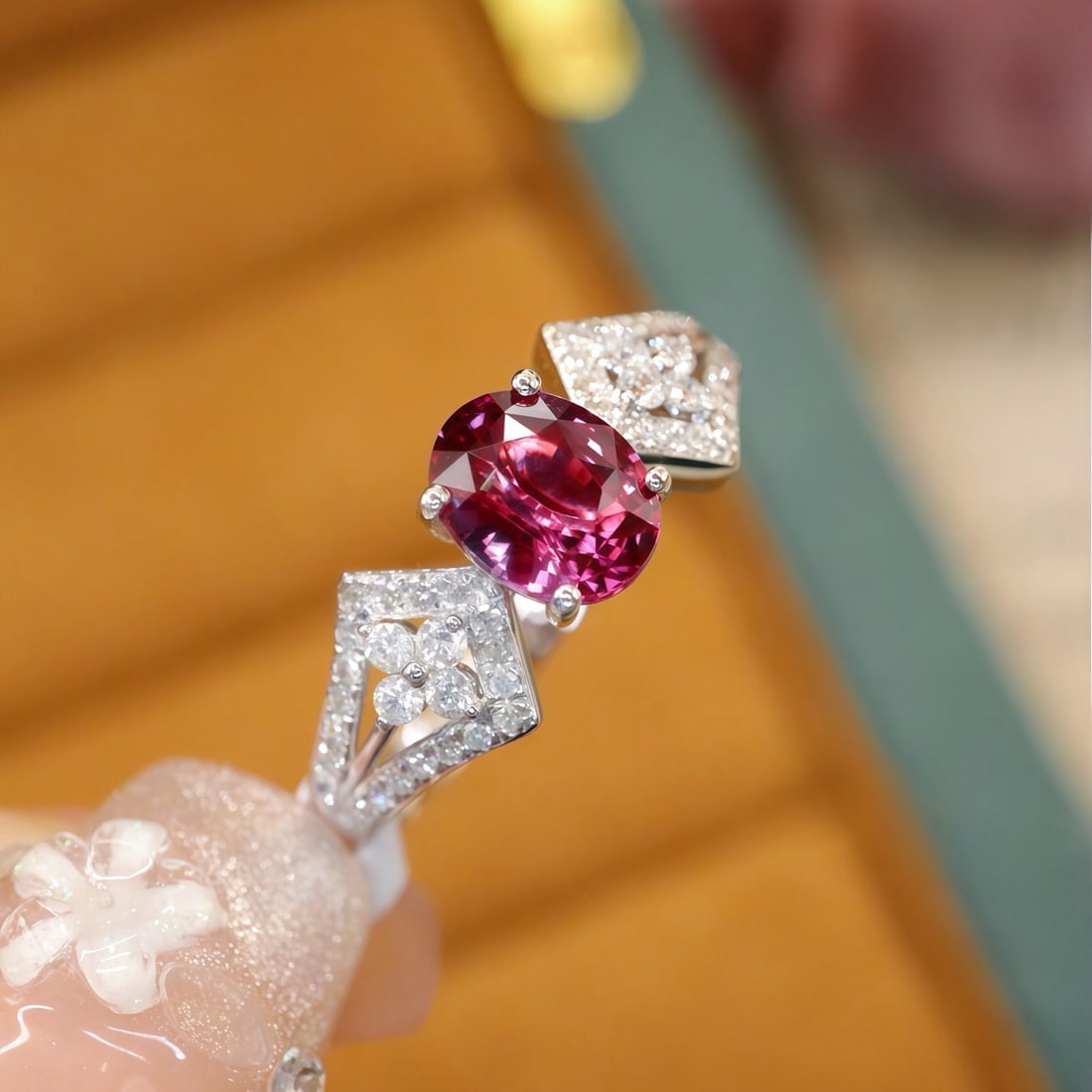 14k Gold 1.29 Ctw Vivid Pink Natural Sapphire & Diamond Ring - 3