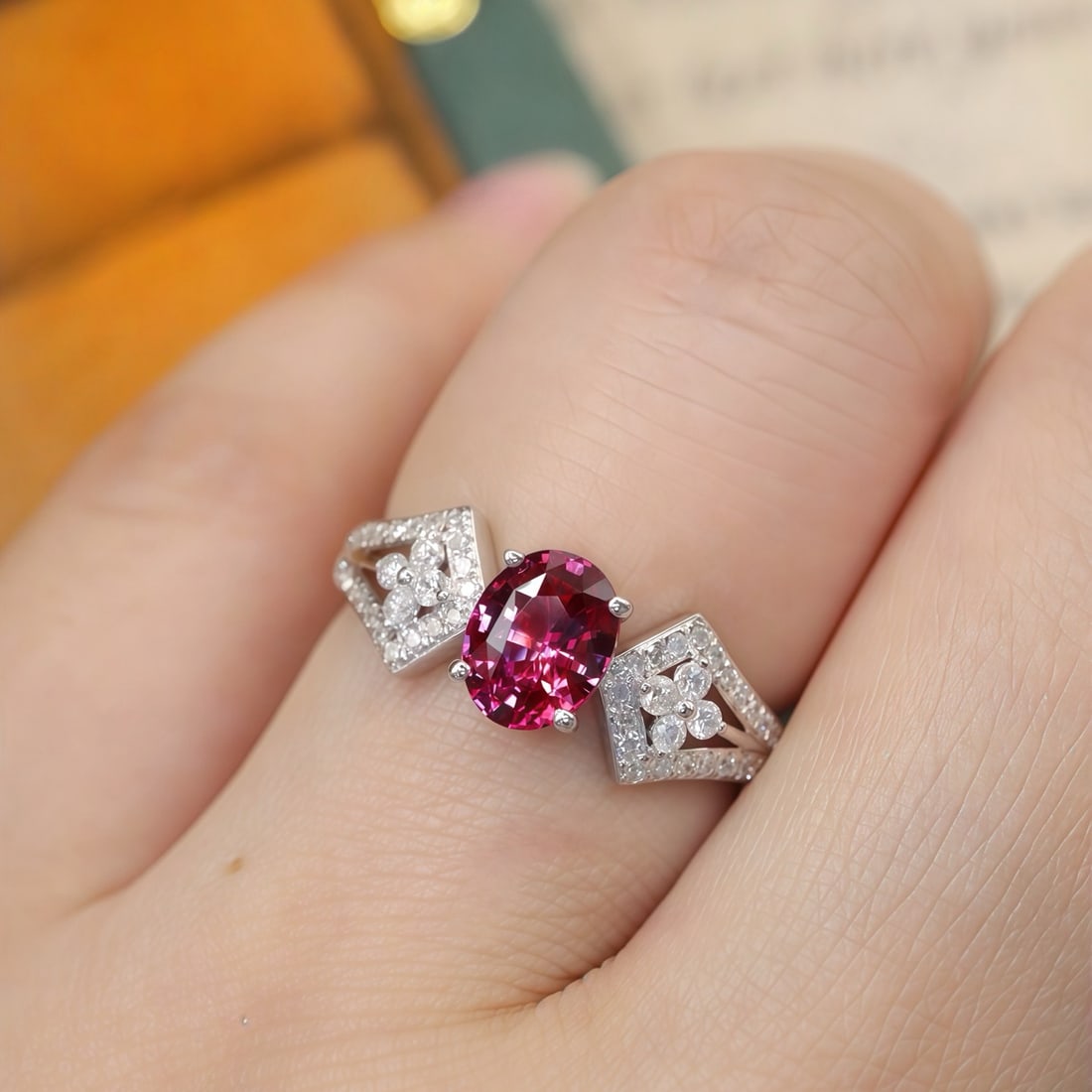 14k Gold 1.29 Ctw Vivid Pink Natural Sapphire & Diamond Ring - 5