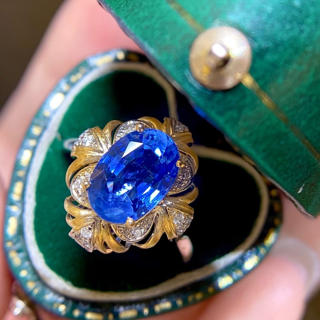 14k Gold 3.06 Ctw Natural Sapphire & Diamond Ring/pendant( Without Chain ) - 2
