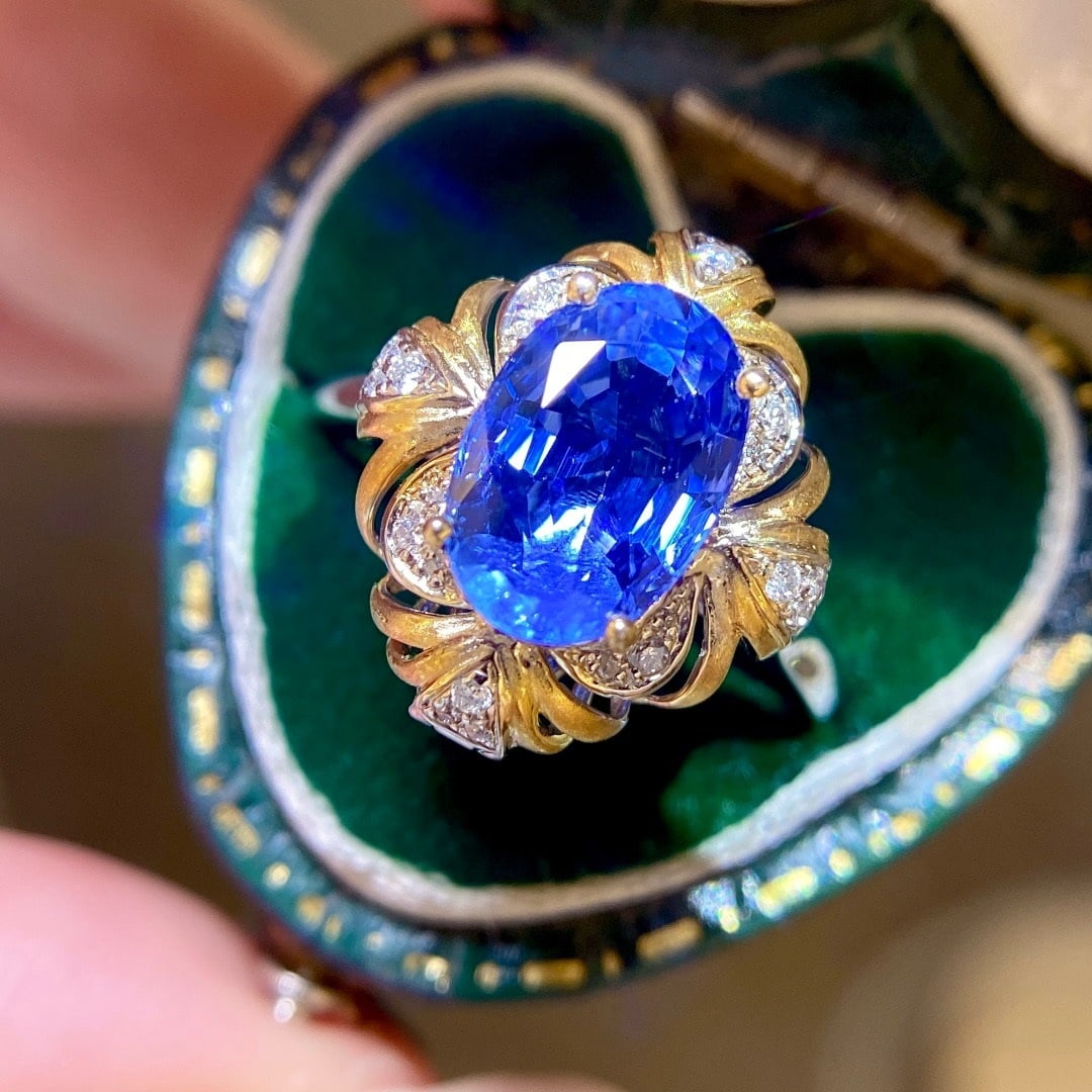 14k Gold 3.06 Ctw Natural Sapphire & Diamond Ring/pendant( Without Chain ) - 3