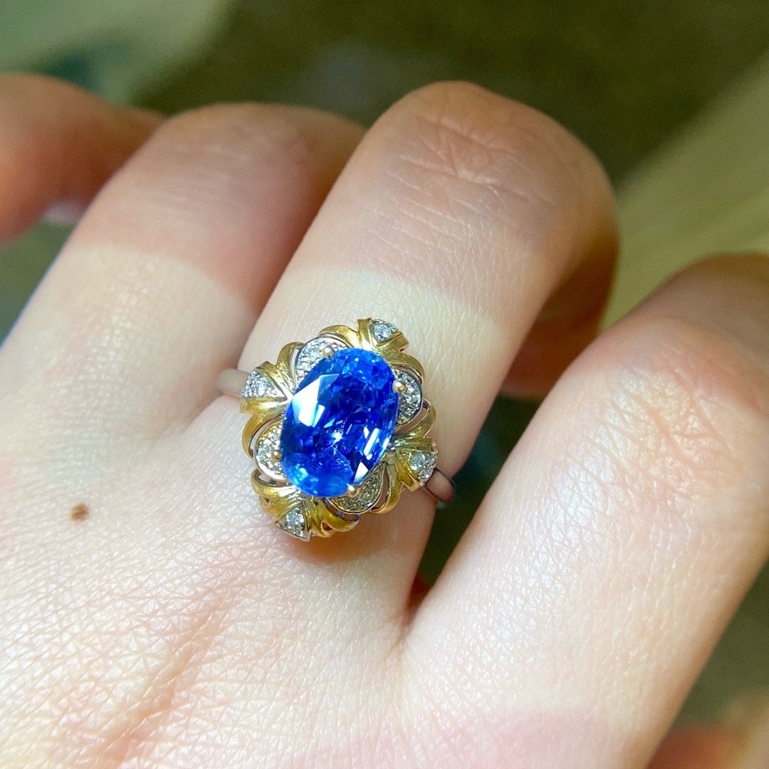 14k Gold 3.06 Ctw Natural Sapphire & Diamond Ring/pendant( Without Chain ) - 7
