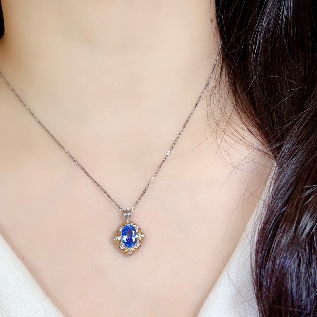 14k Gold 3.06 Ctw Natural Sapphire & Diamond Ring/pendant( Without Chain ) - 8