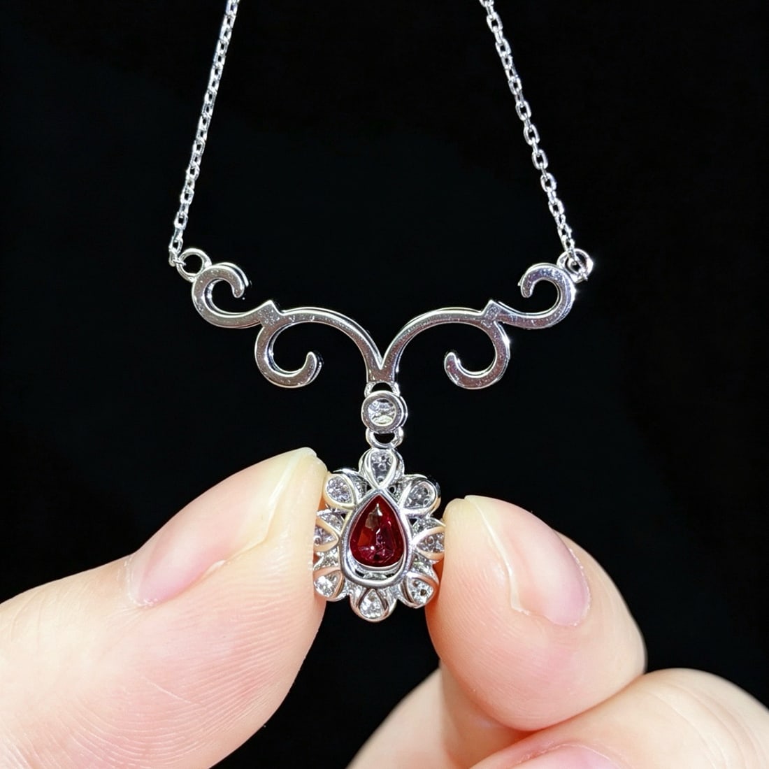14k Gold 1.35 Ctw Vivid Red Natural Ruby & Diamond Necklace - 4