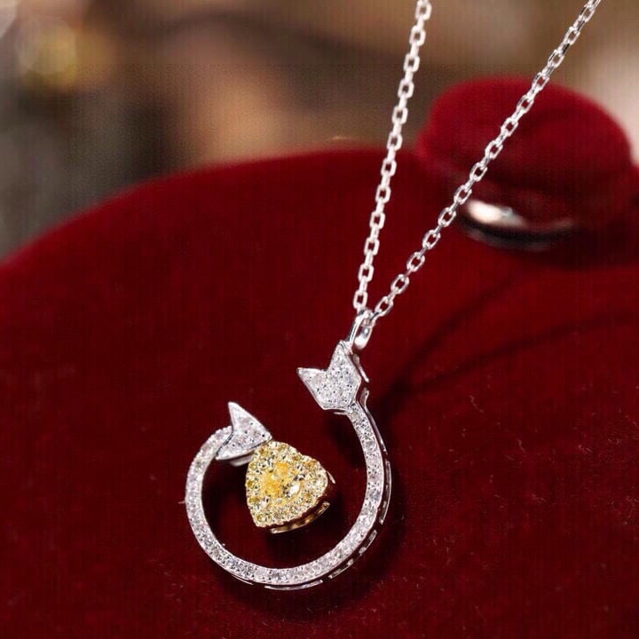 14k Gold 0.5 Ct Natural Color Diamond Necklace - 3
