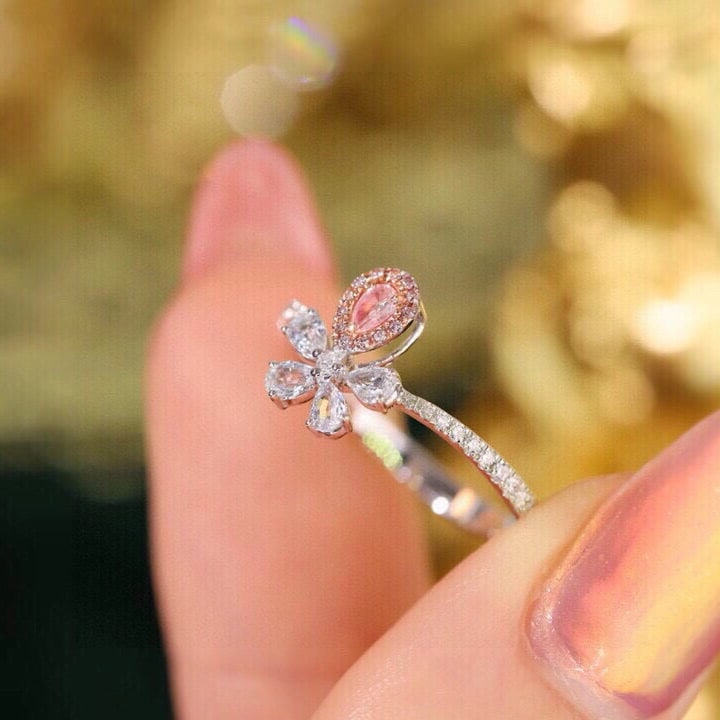 14k Gold 0.23 Ctw Natural Pink Diamond & Diamond Ring - 4