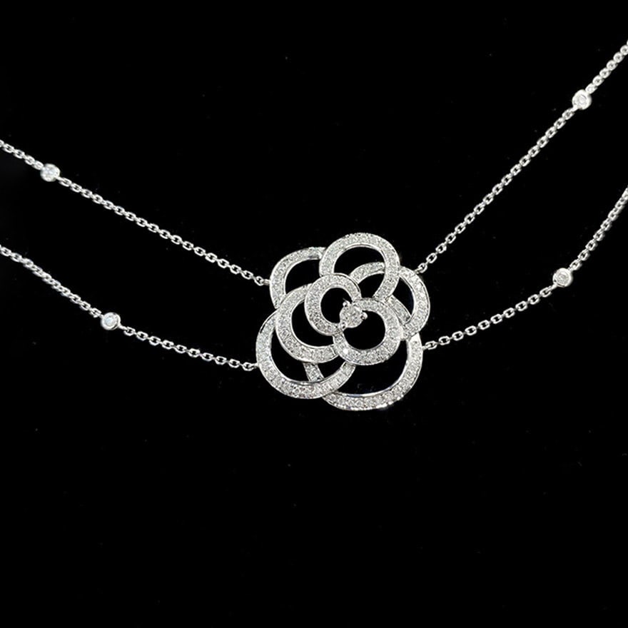 14k Gold 0.45 Ct Natural H Diamond Necklace - 5
