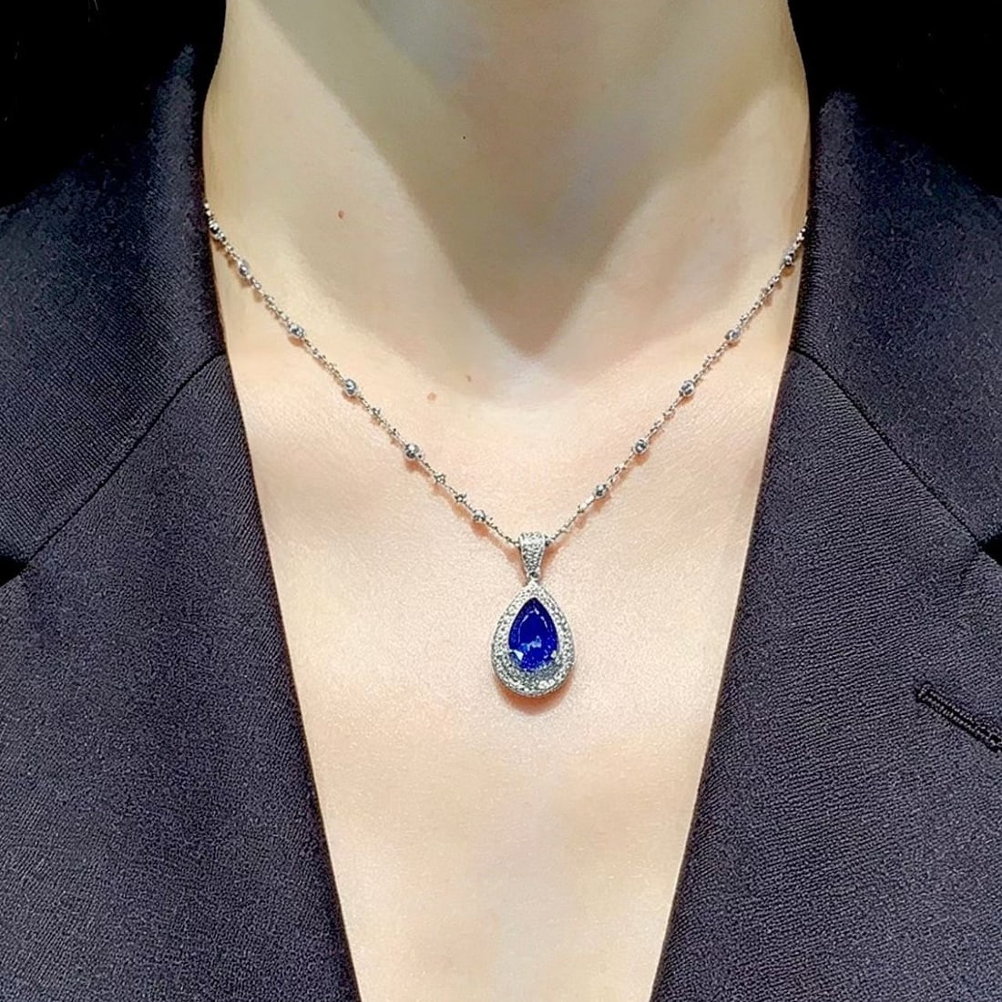 14k Gold 1.8 Ct Natural Sapphire & Diamond Pendant( Without Chain ) - 4