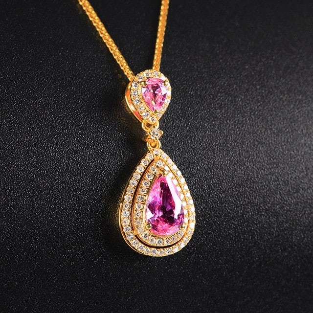 14k Gold 1.25 Ctw Natural Padparadscha Sapphire & Diamond Pendant( Without Chain ) - 3