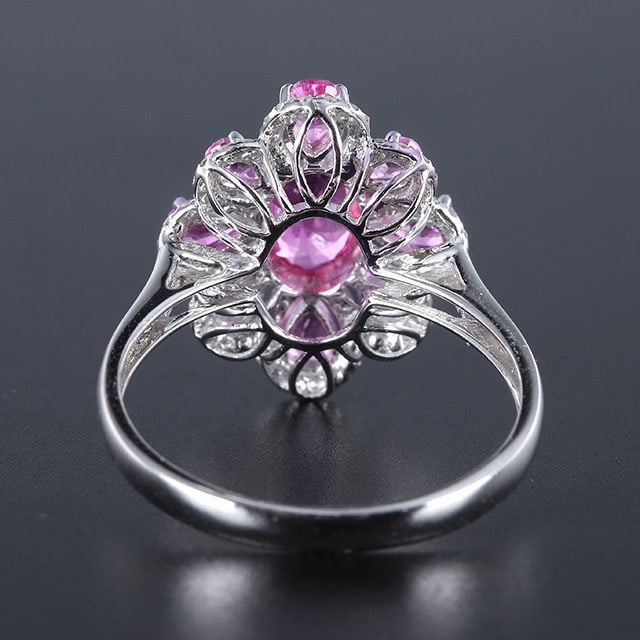 14k Gold 1.75 Ctw Natural Padparadscha Sapphire & Sapphire Ring - 4