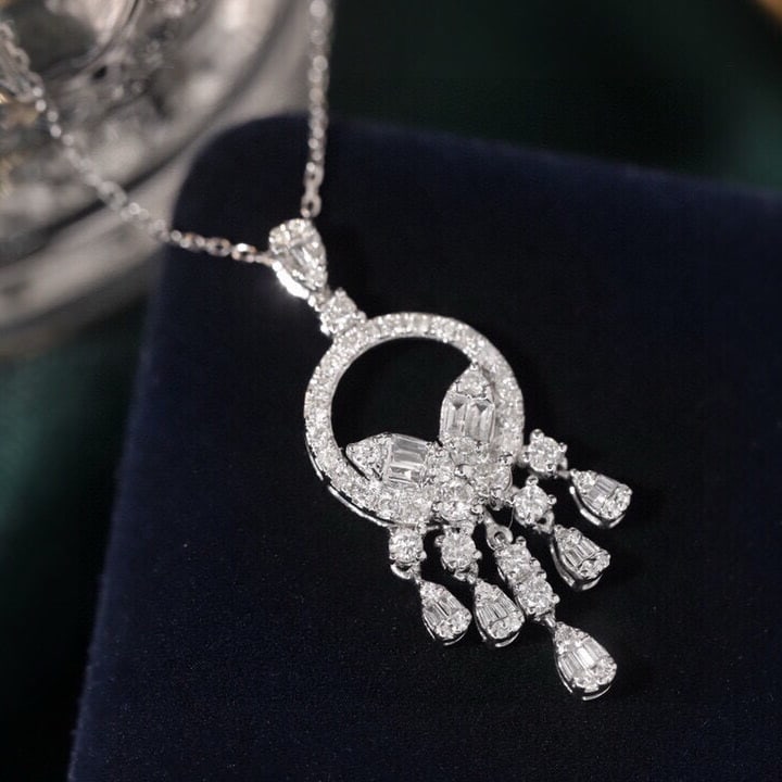 14k Gold 0.75 Ct Natural H Diamond Necklace - 2