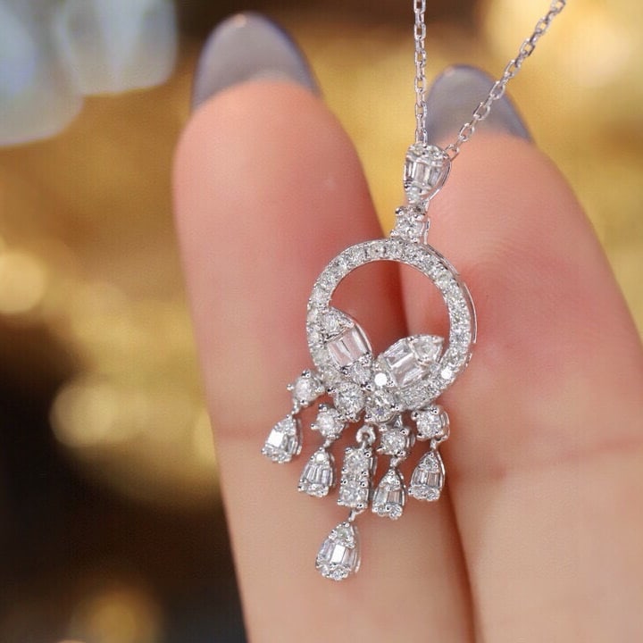 14k Gold 0.75 Ct Natural H Diamond Necklace - 3