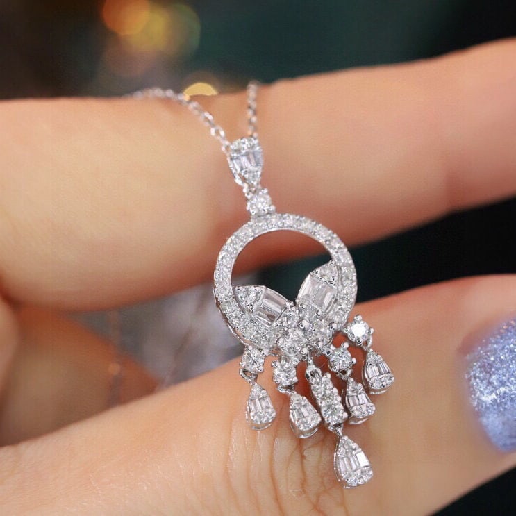 14k Gold 0.75 Ct Natural H Diamond Necklace - 4