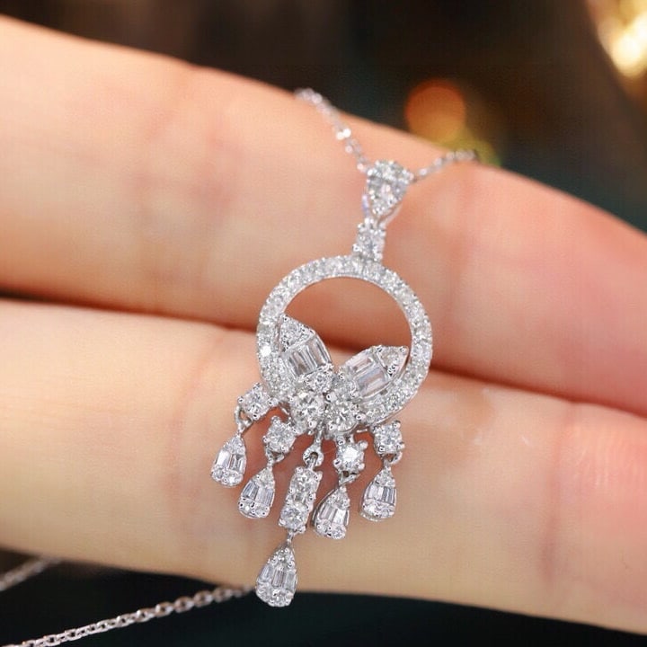 14k Gold 0.75 Ct Natural H Diamond Necklace - 5