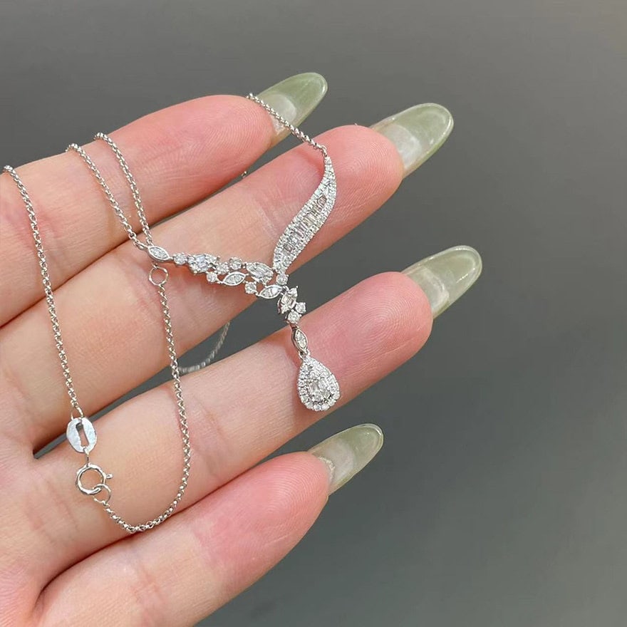 14k Gold 0.6 Ct Natural H Diamond Necklace - 7