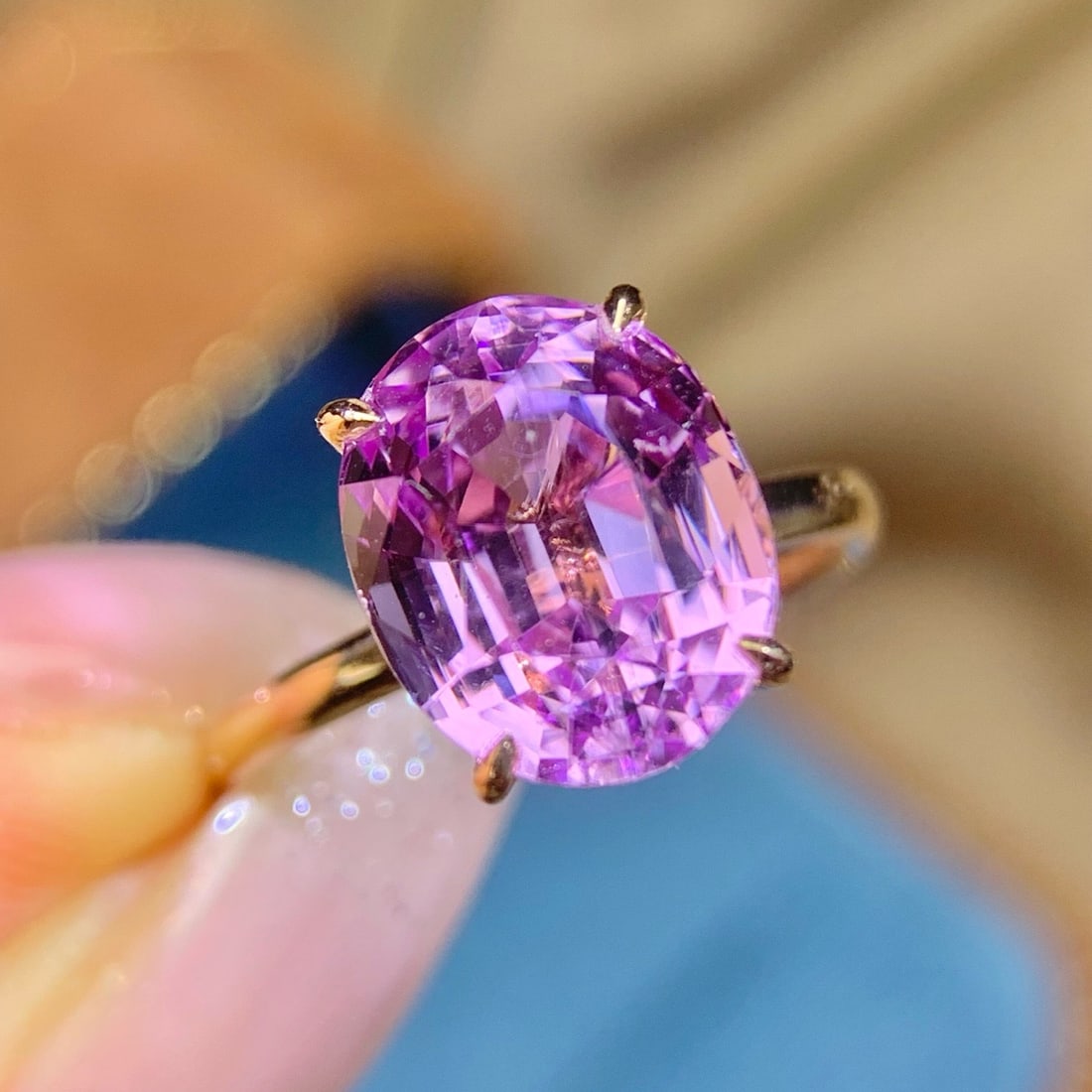 14k Gold 5.95 Ct Natural Kunzite Ring - 2